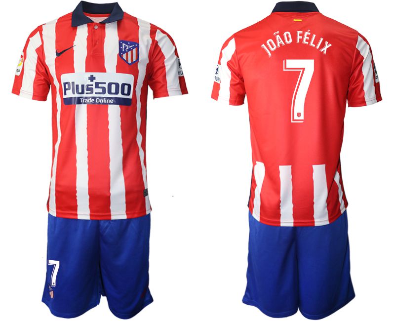 Men 2020-2021 club Atletico Madrid home #7 red Soccer Jerseys